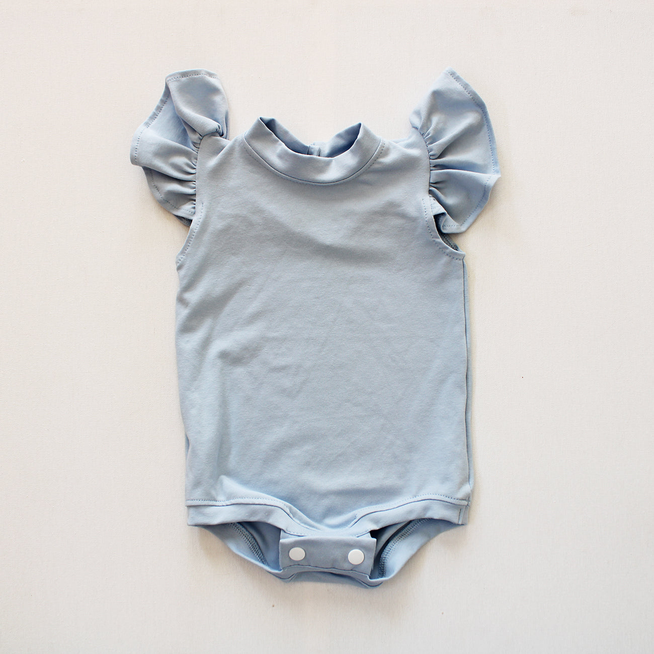 Short Sleeve Frilly Onesie - Powder Blue