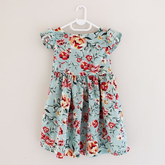 Open Back Frilly Dress - Rose Garden