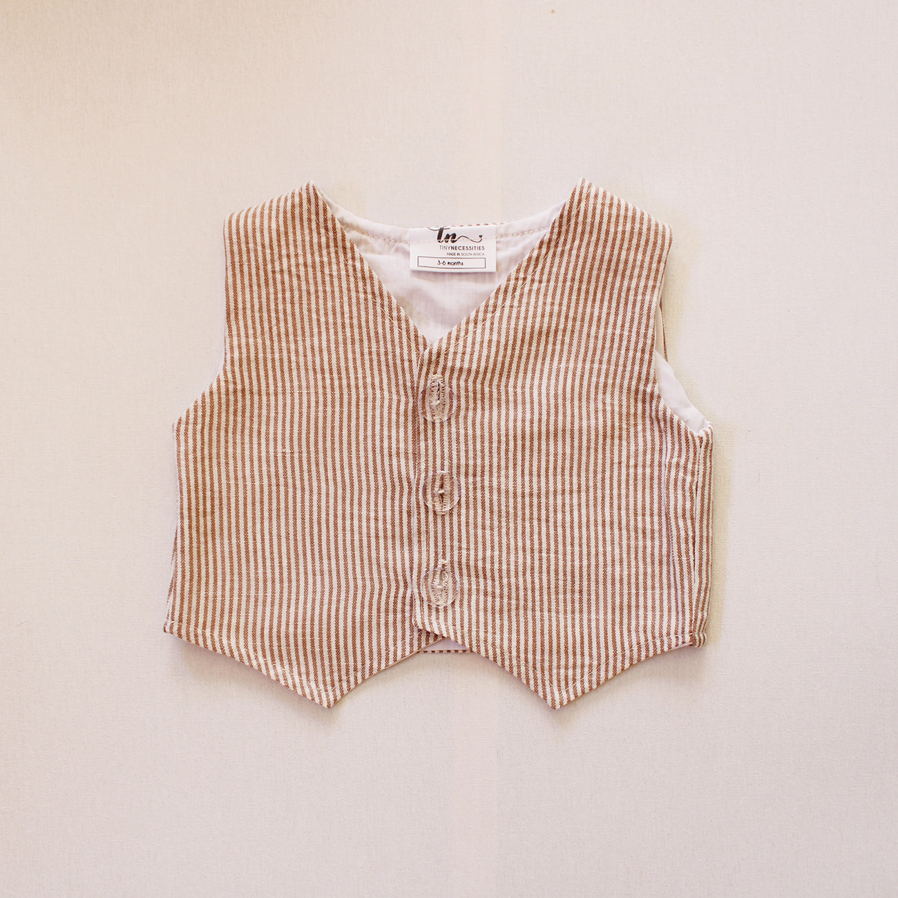 Waistcoat - Sand Stripes (onesie + shorts + bow tie sold separately)