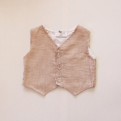 Waistcoat - Sand Stripes (onesie + shorts + bow tie sold separately)