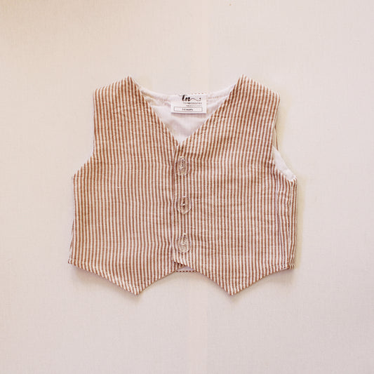 Waistcoat - Sand Stripes (onesie + shorts + bow tie sold separately)