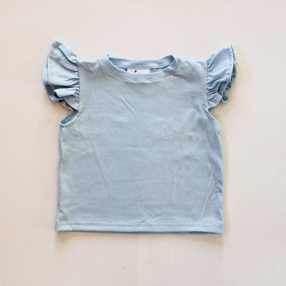 Short Sleeve Frilly Top - Sky Blue (ski pants sold separately)
