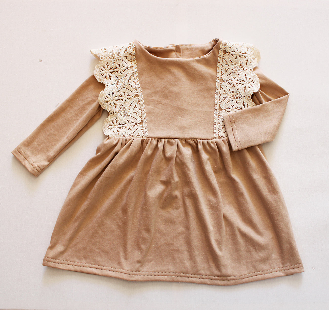 Sofia Lace Long Sleeve Dress - Stone (accessories sold separately)