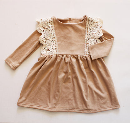 Sofia Lace Long Sleeve Dress - Stone (accessories sold separately)
