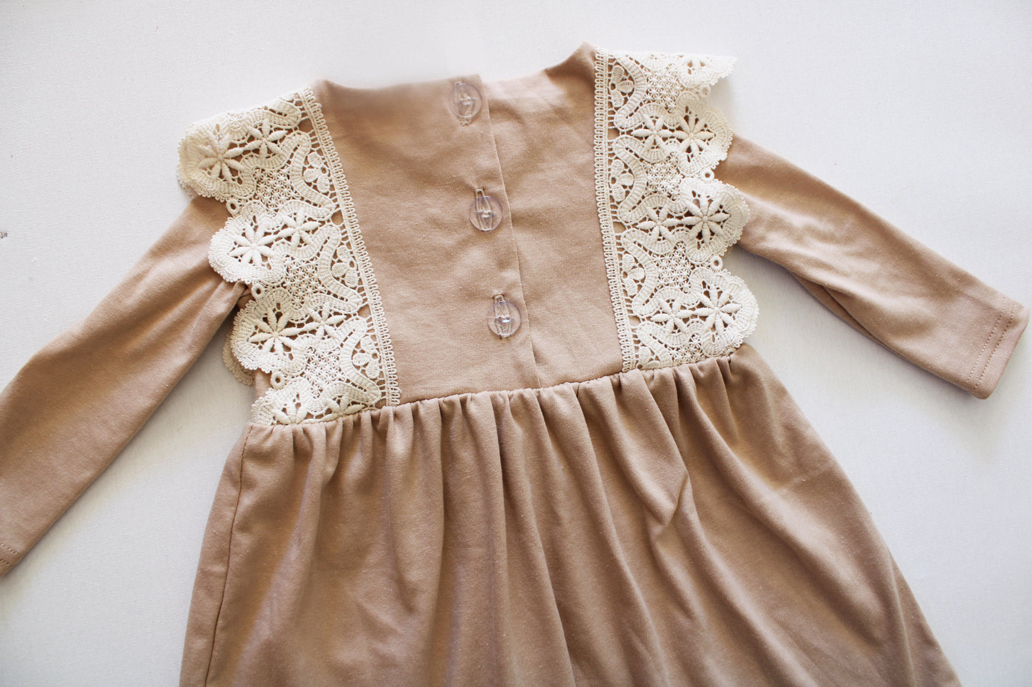 Sofia Lace Long Sleeve Dress - Stone (accessories sold separately)