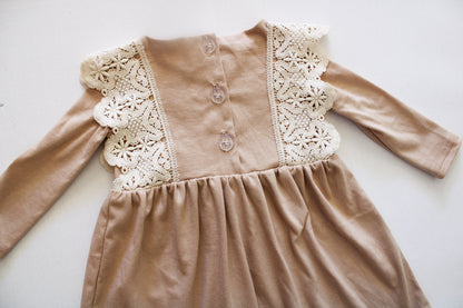 Sofia Lace Long Sleeve Dress - Stone (accessories sold separately)