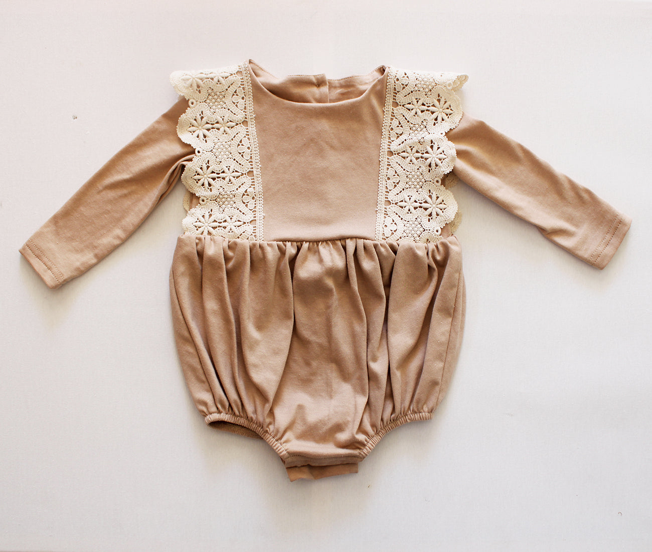 Sofia Lace Long Sleeve Romper - Stone (accessories sold separately)