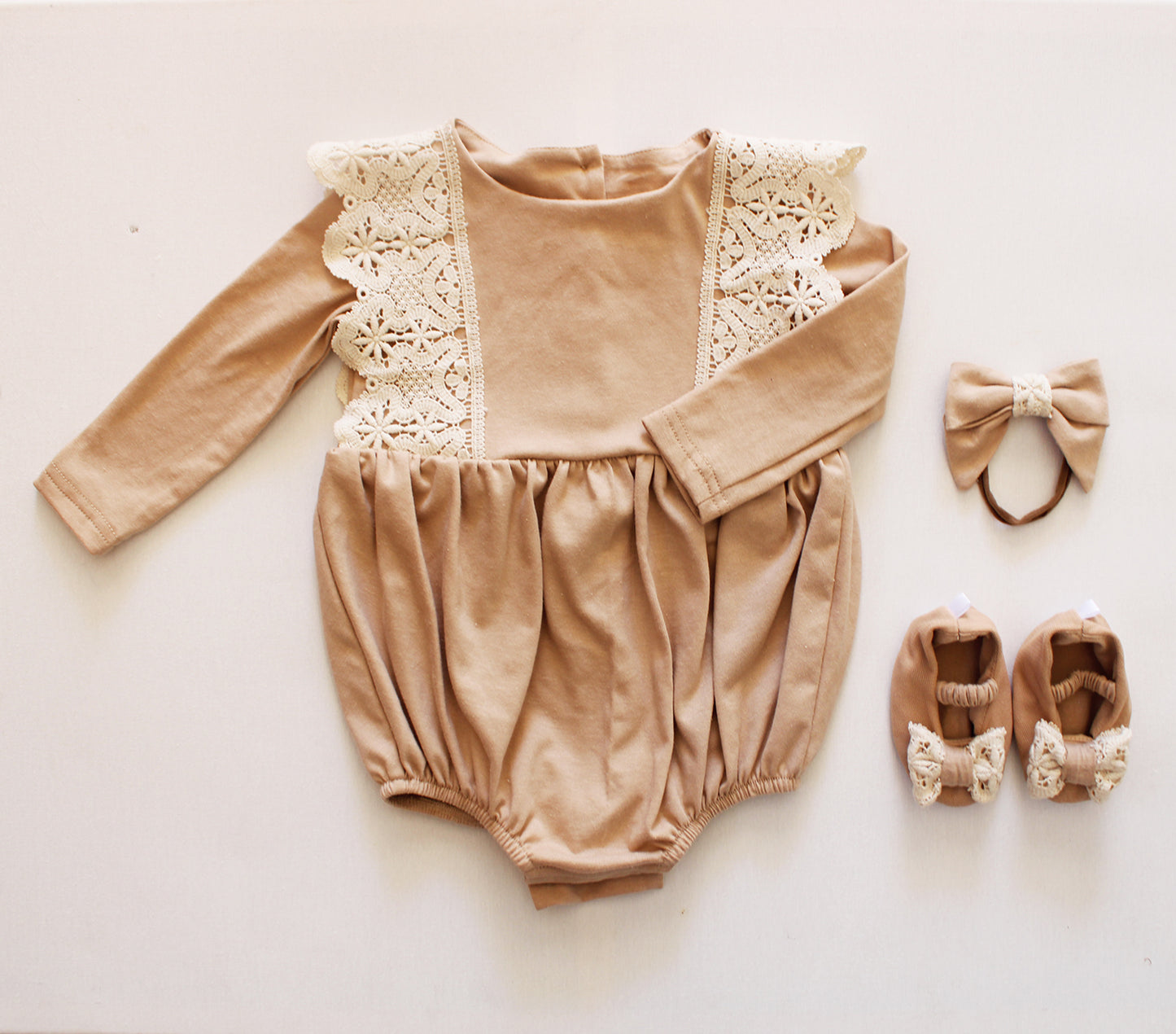 Soft Sole Shoes with bow - Sofia Lace Stone