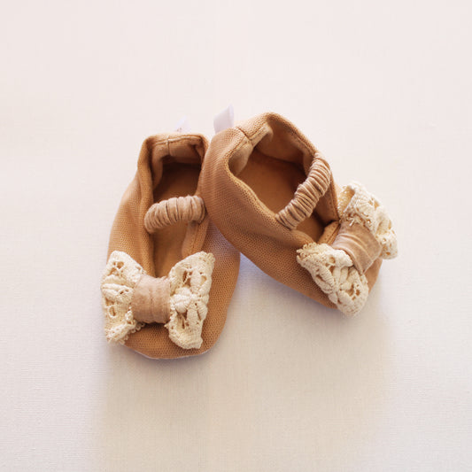 Soft Sole Shoes with bow - Sofia Lace Stone