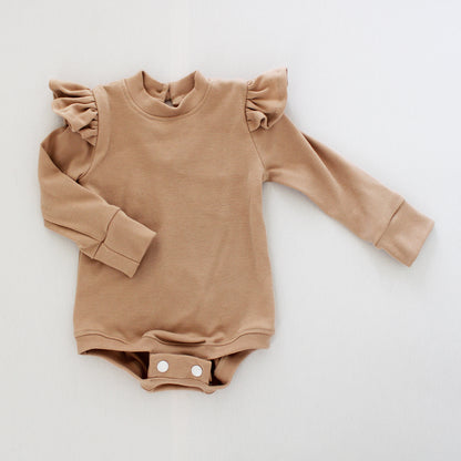 Frilly long sleeve Onesie - Stone