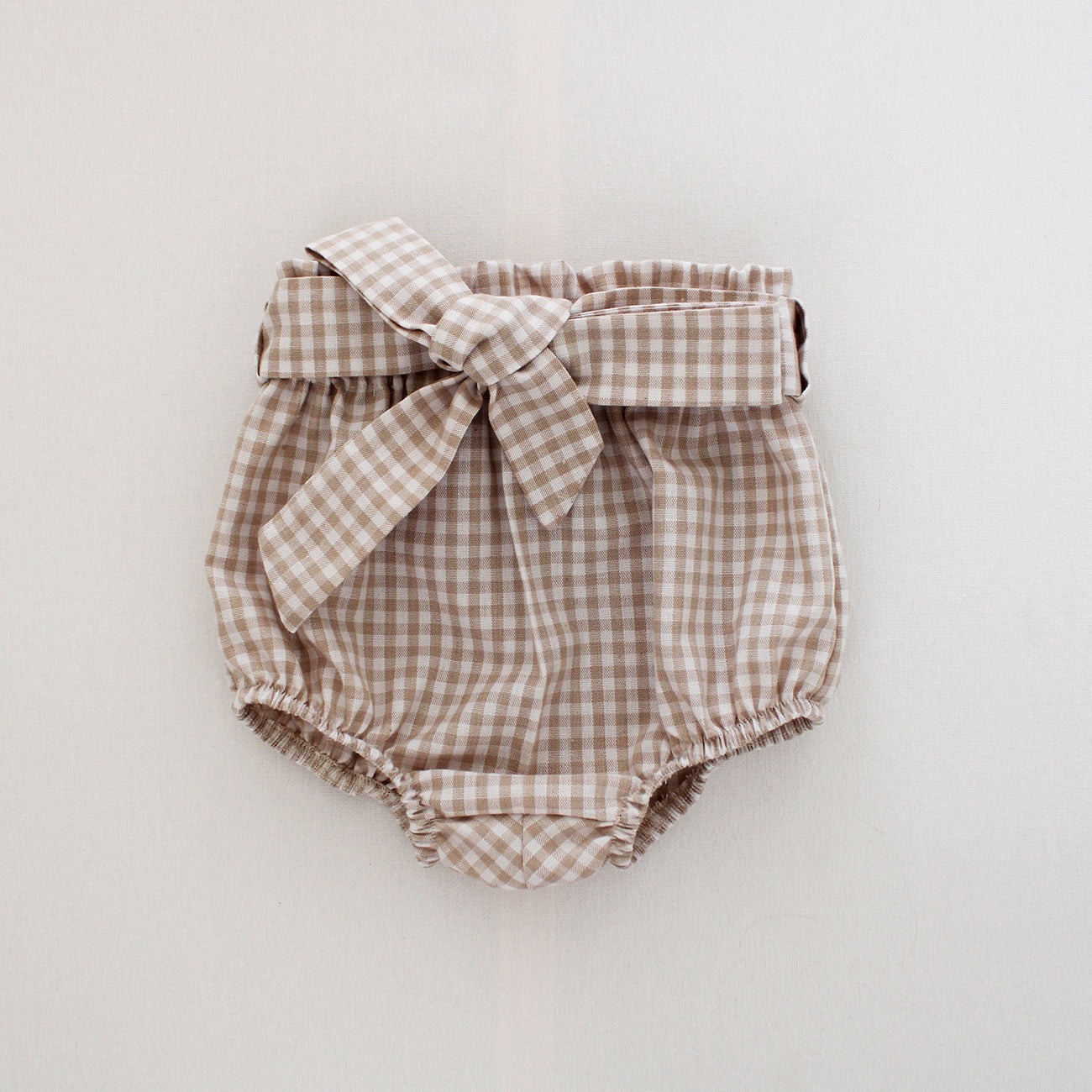 Stone/White Gingham high waist Bloomer with belt