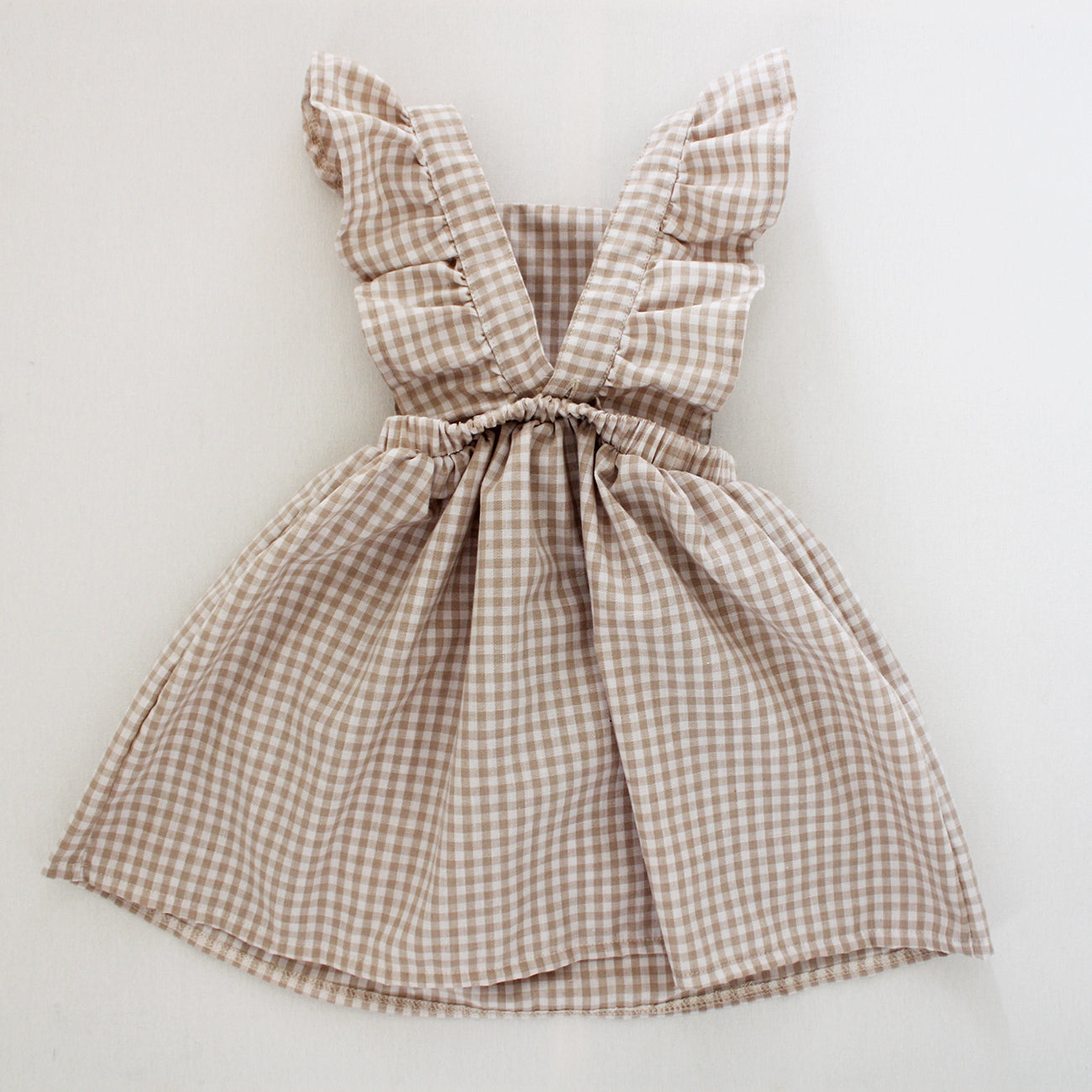 Gingham Stone/White Frilly Dress