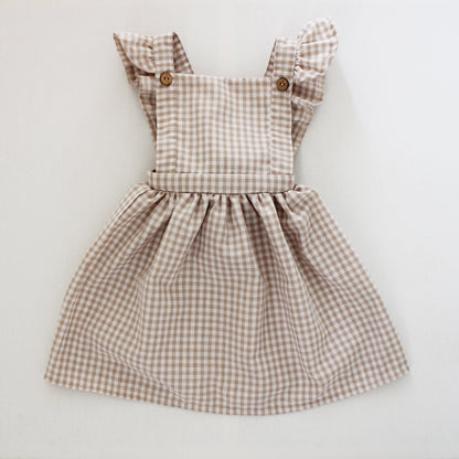 Gingham Stone/White Frilly Dress