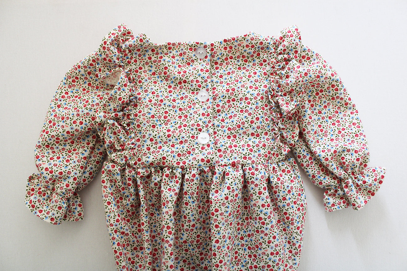 Strawberries and Cream long sleeve Romper (accessories sold separately)