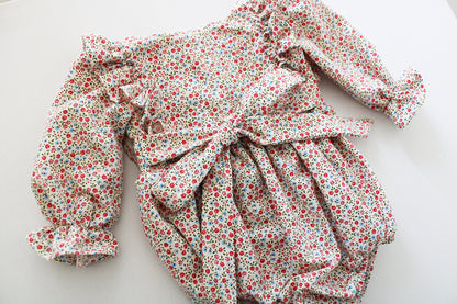 Strawberries and Cream long sleeve Romper (accessories sold separately)