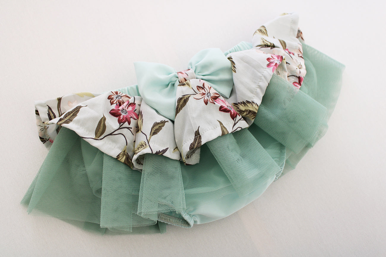 Tutu Bloomer with Bow - Rose Garden Mint (headband + onesie sold separately)