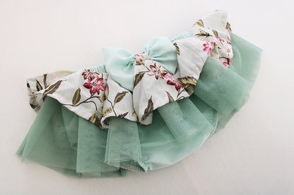 Tutu Bloomer with Bow - Rose Garden Mint (headband + onesie sold separately)