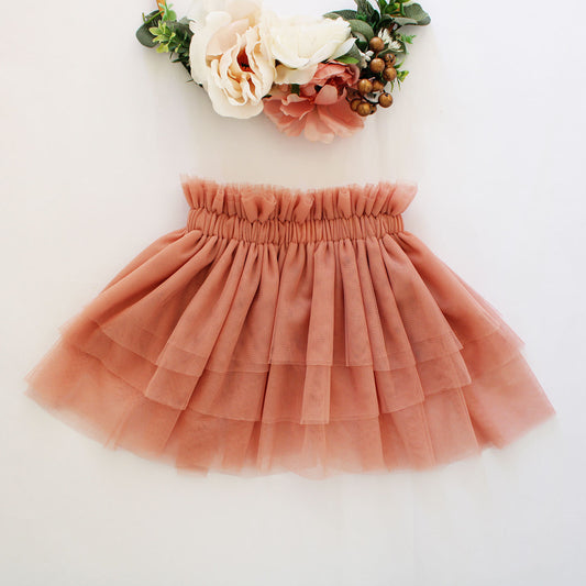 Gathered Tutu Skirt - Peachy Pink