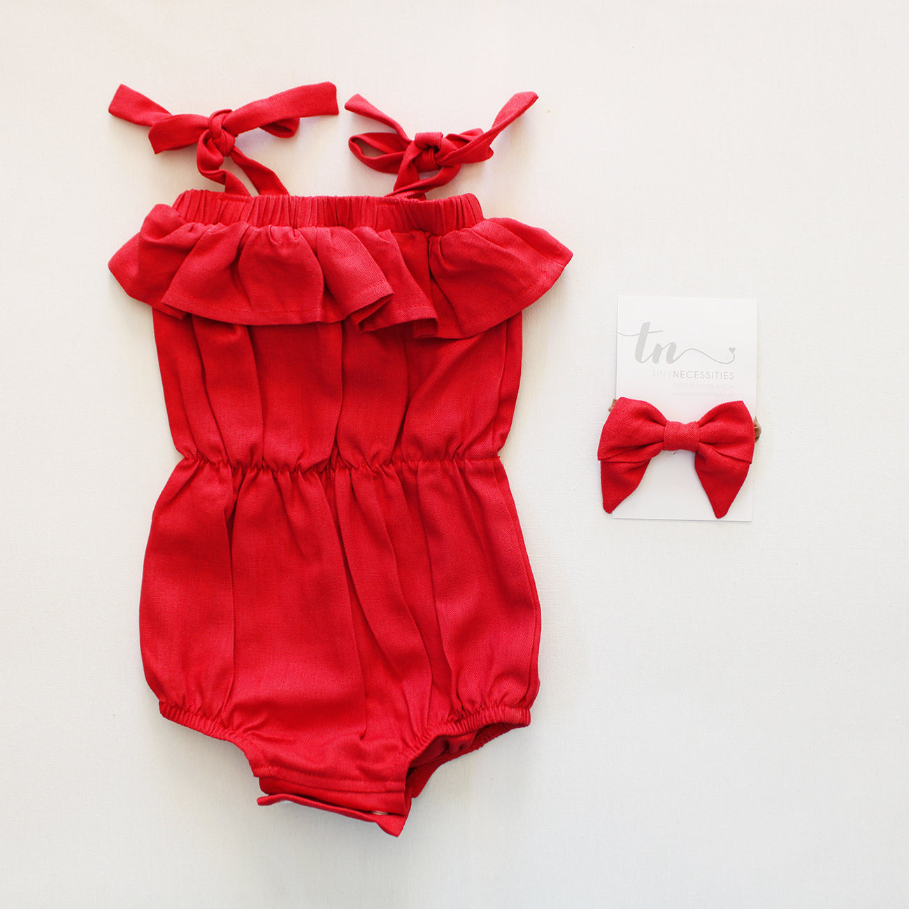 Tie Strap Romper - Watermelon (headband sold separately)