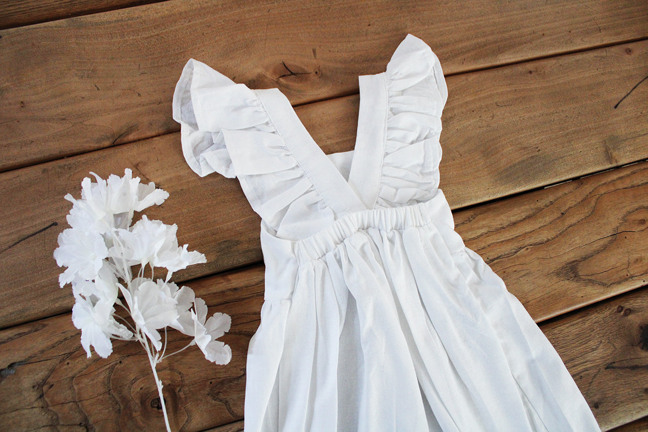 White Linen Frilly Dress
