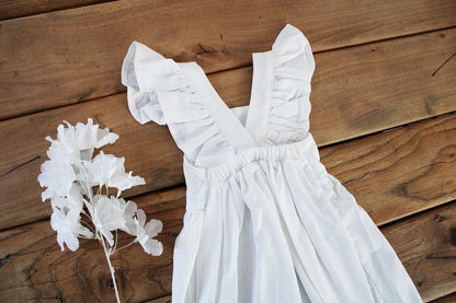 White Linen Frilly Dress
