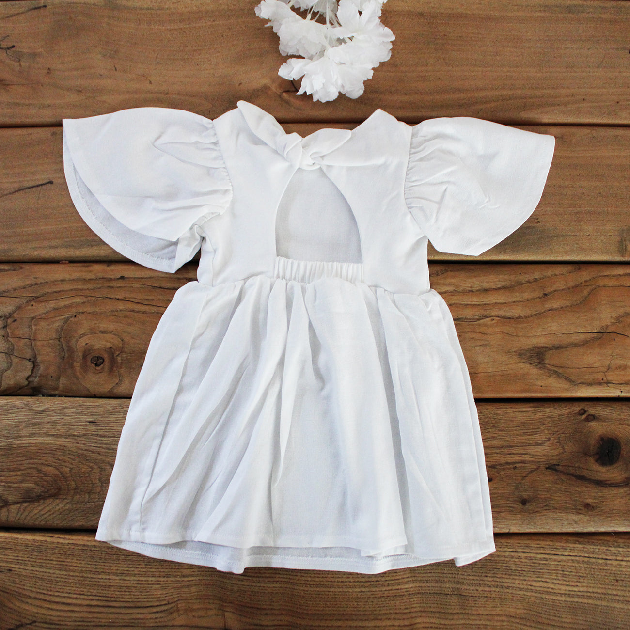 Magnolia Bell Sleeve Dress - White Linen