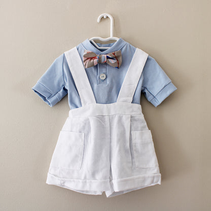 White Linen Suspender shorts (accessories + onesie + waistcoat sold separately)