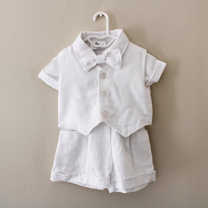 Waistcoat - White Linen (shirt + pants + bow tie sold separately)