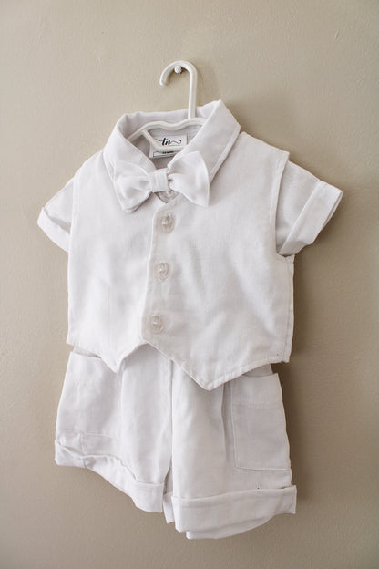 White Linen Bow Tie
