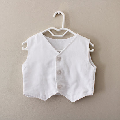Waistcoat - White Linen (shirt + pants + bow tie sold separately)