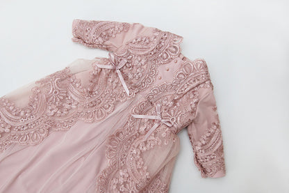 Xanette Dusty Pink Lace Christening Dress (only on pre order)