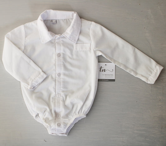 White Collared Onesie - long sleeves