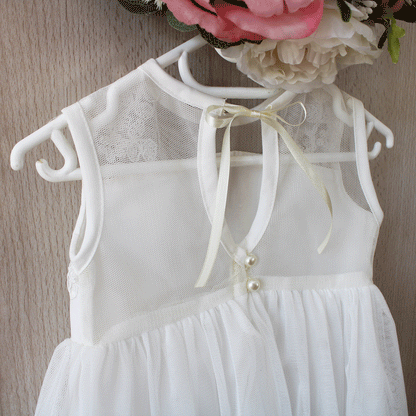 Charlotte Christening Dress - Off white (headband included) 10 working days lead time